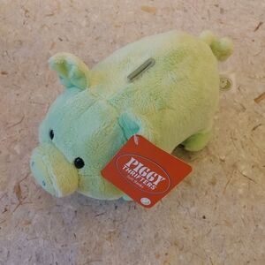 ⭐️NWT Piggy Bank Piggy Thrifters Soft Coin Bank Kid’s Plush Green Pig Children